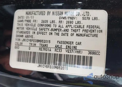 2011 Infiniti G37 Sport from USA, damaged, VIN JN1CV6FE0BM952015